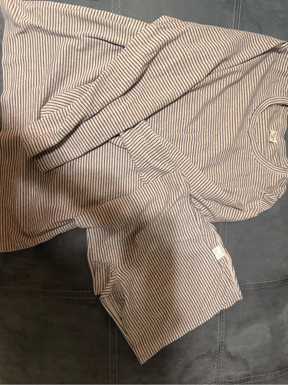 Striped Long Sleeve Tee and Short set (milk active)